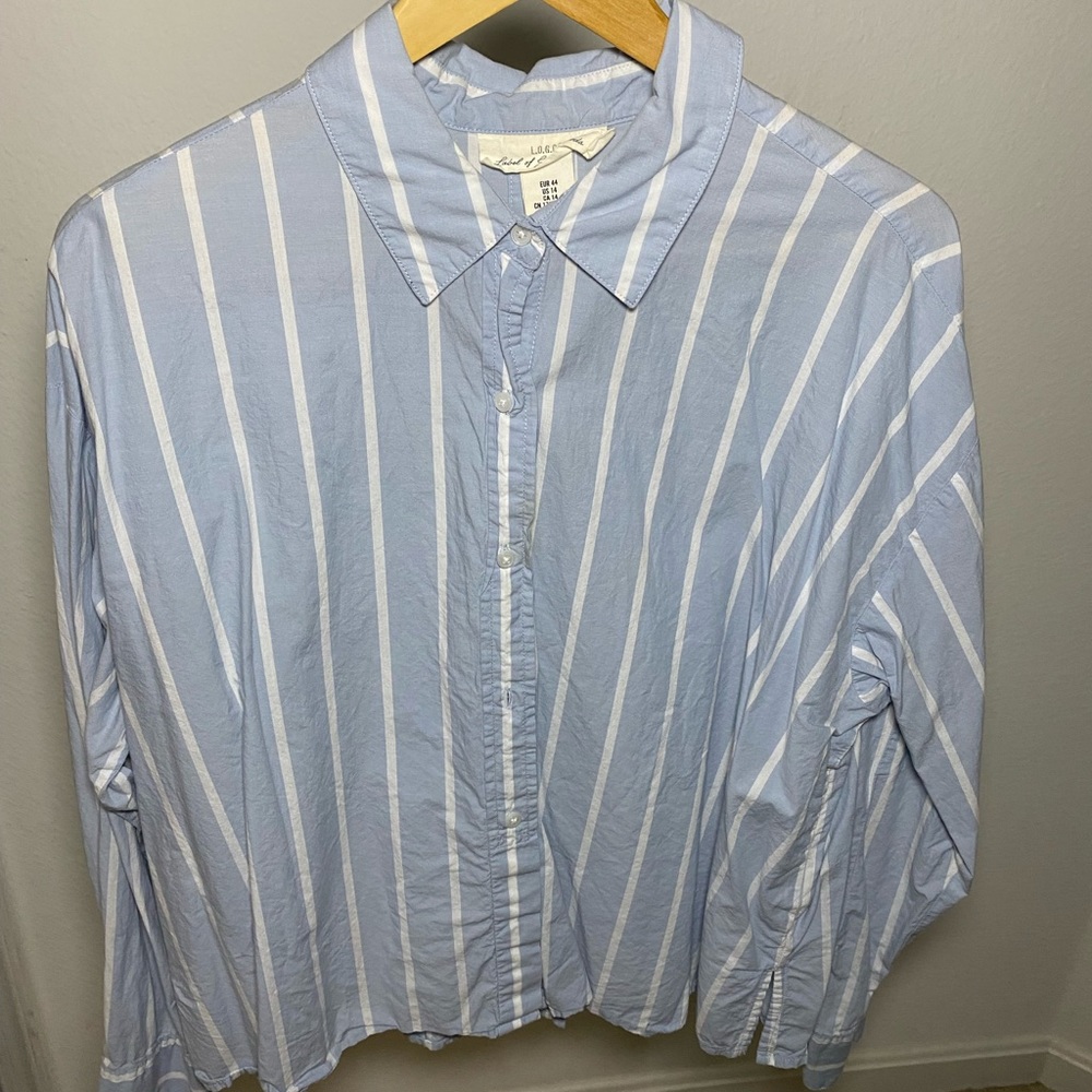 H&M blue and white stripe button down